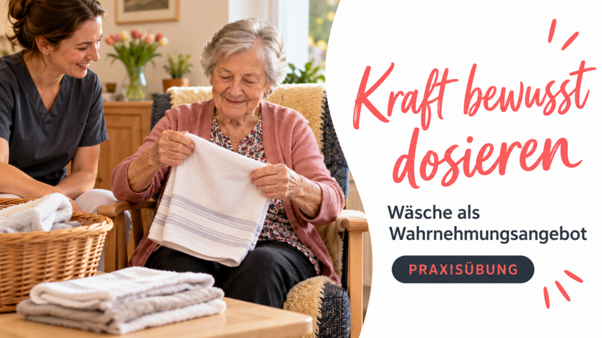 Symbolbild zur Praxisübung: Kraft bewusst dosieren: ein Handtuch falten und glattstreichen